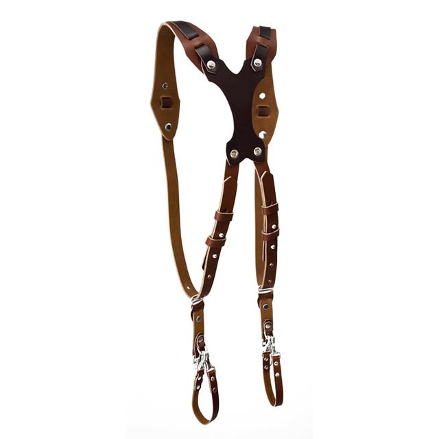 Custom Handmade Dual Camera Strap Harness Full Grain Genuine Leather Adjustable Shoulder Belt for Easy Camera Carry Your Logo