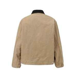 Men's <b>Jackets</b> Cotton <b>Canvas</b> Vintage Zipper Men'S <b>Canvas</b> <b>Jackets</b> Cropped Coat Men'S <b>Jackets</b> With Pockets - Product Image 2