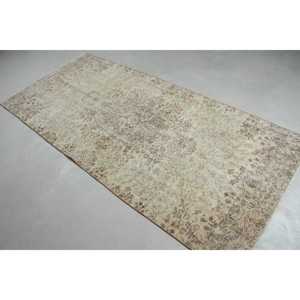 พรมตุรกีวินเทจขนาด 3.6x8.1 ฟุต สีเบจ ลายแบบนามธรรม ทำจากขนสัตว์ - Product Image 2