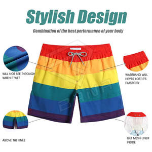 Pantalones cortos de baño de playa para hombre baratos al por mayor pantalones cortos de gimnasio lisos de secado rápido de talla grande pantalones cortos de baño de fitness con bolsillos para hombre - Product Image 2