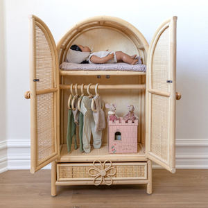 Magnifique armoire en rotin pour vêtements d'enfants, meubles de chambre d'enfant, commode, placard pour enfants - Product Image 5