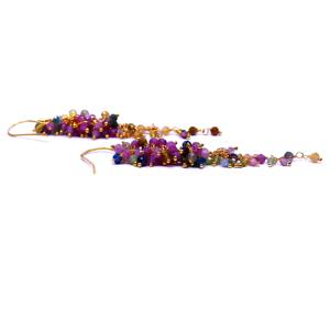 Party Wear 925 Sterling Silver Chapado en oro Multi Tourmaline Gemstone Mujeres Wear Hanging Earring Set - Product Image 3