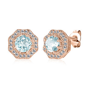 Boucle d'oreille <span class=keywords><strong>tendance</strong></span> 2022 pierre naturelle bleu topaze bijoux en argent sterling 925 boucles d'oreilles hexagonales bijoux destinée - Product Image 1