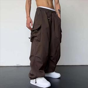 Pantalones Cargo Holgados y Ligeros para Hombre, 100% Algodón, con Múltiples Bolsillos, Lavado Desgastado, Cintura Media, Estilo Casual - Product Image 1