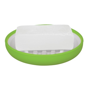 Portasapone Spirella 'Moji' in polistirolo e silicone verde, 11 x 2 cm - Product Image 1