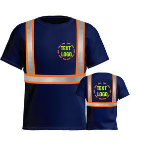 Chemises de travail bleu foncé haute visibilité, uniformes, chemises de sécurité réfléchissantes, rapides avec logo personnalisé - Product Image 2