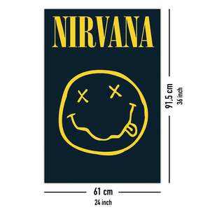Póster moderno de Nirvana en lienzo con marco negro, decoración de pared - Product Image 3
