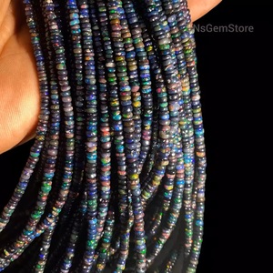 Perles d'opale éthiopienne noire, pierre précieuse naturelle Welo Fire, 4-5 mm, carrées, perles en vrac, fabrication de bijoux, lisses, multi-certifiées - Product Image 1