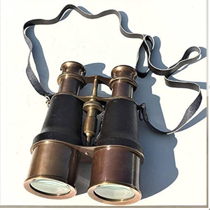 Binoculares elegantes de latón antiguo y cuero, óptica de estilo francés Vintage, decoración coleccionable para el hogar, pieza de exhibición clásica, telescopio - Product Image 2