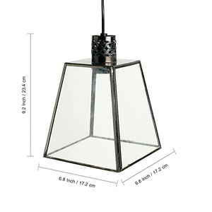 Candelabro colgante de vidrio de metal Maravillas de vidrio Lámpara colgante cilíndrica hecha a mano en vidrio y hierro (9 pulgadas) - Product Image 2