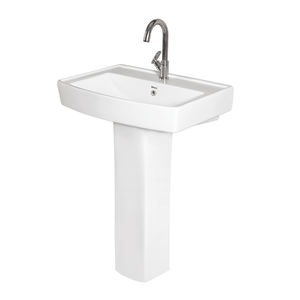 Fregadero de lavabo de cerámica blanca de la mejor calidad con pedestal a la venta Suministro de exportador líder Mejor uso del baño del hogar y del hotel - Product Image 1