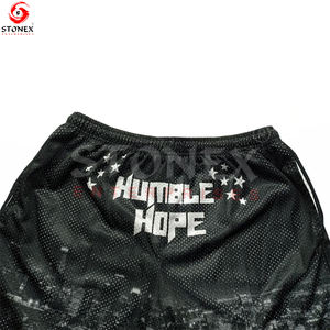 Short en maille vierge double couche en polyester personnalisé pour hommes avec impression graphique en maille de sublimation - Product Image 6