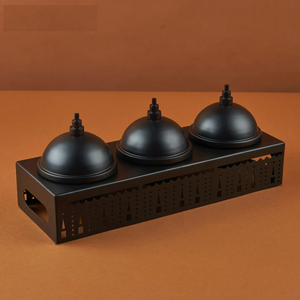 Recipiente de plata martillada de estilo árabe de tendencia, cuenco de mesa de Metal con soporte de madera para bodas u hoteles - Product Image 6