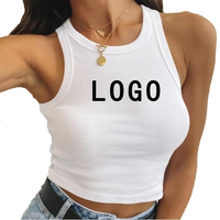 Tank Top Crop Ribbed Katun Ramah Lingkungan, Cepat Kering, Bernapas, Ukuran Besar, Logo Kustom, untuk Olahraga Yoga dan Fitness, Tanpa Lengan