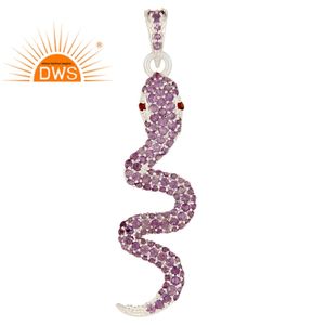 Último diseño 925 plata esterlina amatista natural y granate colgante de piedras preciosas joyería personalizada para mujer regalo para ella - Product Image 5