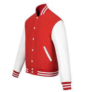FINER THREADS Men's Winter Varsity Jacket with Stand Collar <b>Covered</b> <b>Button</b> Closure Wool/Polyester Material - Product Image 2