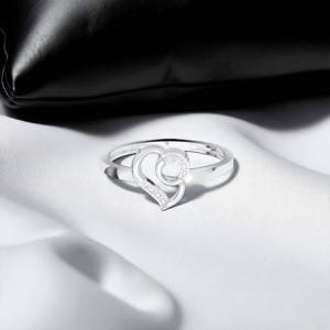 Juego de puntas de diamante de corte redondo de moissanita de 0,03 quilates, anillo elegante abstracto hecho en plata para ella, de quilates, de dos y dos, hecho en plata - Product Image 5