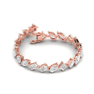 Bracelet tennis en diamants multi-formes certifiés IGI en or jaune/blanc/rose 14 carats - Product Image 3