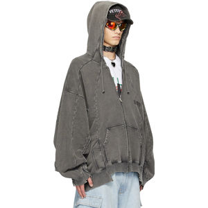 Sweat à capuche tendance personnalisé en coton biologique French Terry uni, délavé à l'acide, imprimé, avec strass, écologique, vintage, pour l'hiver - Product Image 3