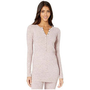 Free People Tunica Termica Casual da Donna Think Thermal Henley, Nuovo Top Rosa X-Small in Maglia Waffle Felpata - Product Image 1