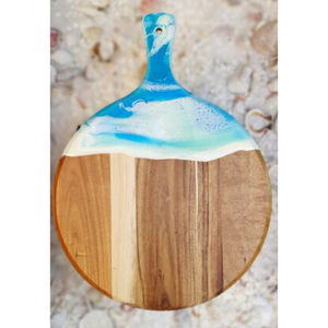 Tabla de Cortar de Madera Artesanal con Diseño Floral Morado, Tabla de Cortar de Cocina de Madera Maciza con Asa de Cuerda para Uso en Restaurantes - Product Image 2
