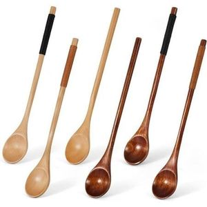 ชุดช้อนสลัดและช้อนเสิร์ฟทำจากไม้กระถินเทศขัดเงาพร้อมด้ามจับ ขายดี อุปกรณ์ครัวสำหรับโรงแรม บ้าน และร้านอาหาร - Product Image 1