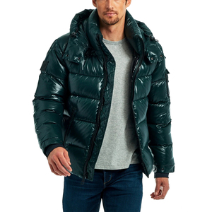 Doudoune en nylon de qualité supérieure avec logo personnalisé brillant Doudoune pour homme 100% polyester Veste à capuche amovible avec étiquette de marque Veste pour hommes - Product Image 2
