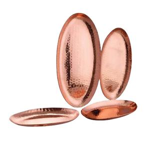 Tendencia de la industria, diseño martillado, acabado de cobre, forma ovalada, mesa de comedor para el hogar, bandeja decorativa de Metal para servir alimentos - Product Image 1