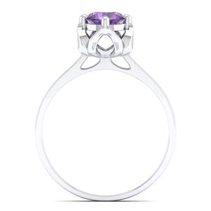 Bague en or 14 carats avec améthyste ronde taille brillant de 0,84 carat pour femme, bijou de luxe pierre de naissance, prix d'usine REYES en gros - Product Image 4