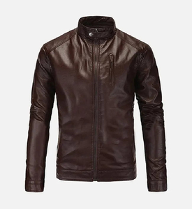 Haute qualité en cuir PU hommes décontracté hiver rue mode veste brodé lâche revers avec lettre motif en gros - Product Image 1