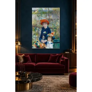 Fida Renoir Deux sœurs sur la terrasse (chapeau rouge) Impression sur toile - Product Image 1