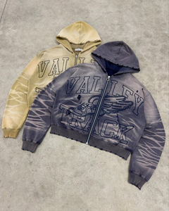 Sweat à capuche oversize délavé à l'acide, en molleton doux, chaud, respirant, avec logo personnalisé, style vintage délavé, décontracté, quotidien, streetwear - Product Image 1