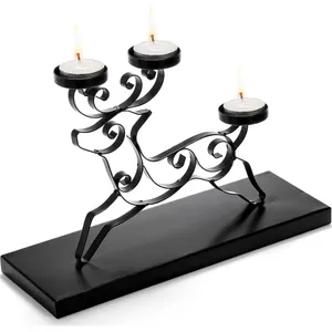 Metal Reindeer Candle Holder 3 <b>Tea</b> <b>Lights</b> Christmas Decor Home Decoration Heat Resistant Tabletop - Product Image 1