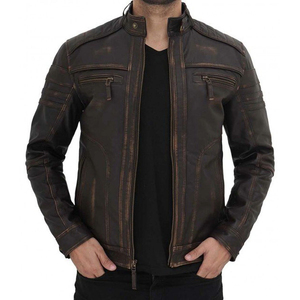 Nouvelle mode de veste en cuir pour hommes veste en cuir véritable de style fermeture éclair pour hommes veste en cuir de qualité supérieure - Product Image 1