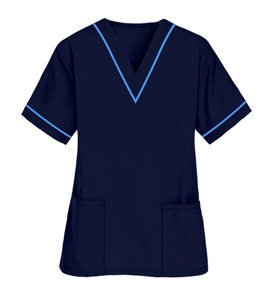 Gommage d'allaitement de haute qualité avec logo personnalisé Tissu doux en poly coton pour femmes OEM Vente en gros Top à col en V Uniformes hospitaliers - Product Image 2