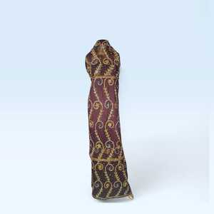 Chocolate <b>Brown</b> Luxury Beaded George Fabric with Gold Crystal Vine Embroidery for Nigerian Wedding & Party Wear - Product Image 1