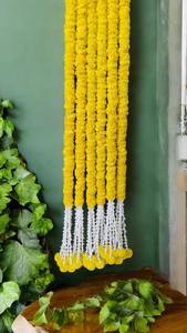 พวงมาลัยดอกดาวเรือง4ฟุตพร้อมม่านแขวนผนังลิลลี่ของตกแต่งเวทีงานแต่งงานแบบอินเดียใต้ - Product Image 3