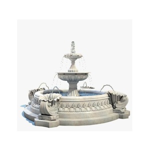 Fontaine de cour en marbre élégante avec un design de sculpture artistique pour le patio du jardin de la villa et un aménagement extérieur exclusif - Product Image 1
