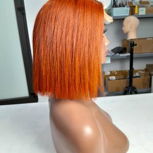 วิกผมบ็อบสั้นผมมนุษย์แท้จาก100% วิกผมบ็อบสีส้มขิงแท้แบบมีลูกไม้ด้านหน้า - Product Image 3