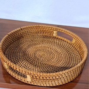 Cesta de mimbre redonda natural para restaurante Bandeja para servir aperitivos con estilo floral para servir alimentos en Vietnam - Product Image 6