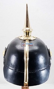 Casco de armadura Pickelhaube de cuero negro prusiano bávaro usable LARP réplica ágata traje de Metal medieval alemán - Product Image 5