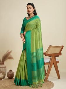 Haute Sur Demande Design Moderne Khadi Soie Brute Avec Tissage Soie Saree Fabricant Et Fournisseur De L'Inde - Product Image 5