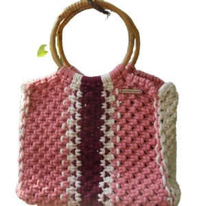 Bolso de Mano de Mujer, Moderno y Sencillo, Hecho a Mano con Cuerda de Algodón y Paja, Tejido a Mano, para la Playa, con un Atractivo Color Rojo - Product Image 1