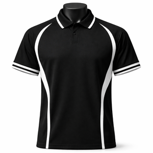 Camiseta Polo Personalizada para Hombre, Negra y Blanca, Deportiva, Casual, de Poliéster, para Golf, Fabricante al por Mayor - Product Image 1