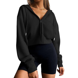 New Trendy Sweatshirt White Blouse Zip up Hoodie Jacket Women'S Wear <b>Short</b> <b>Cardigan</b> - Product Image 5