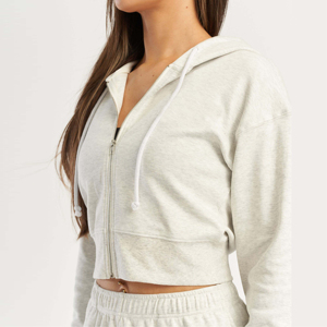 Ensemble de survêtement en toile pour femme, de qualité unique, hiver, 2 pièces, sweat-shirt oversize, taille haute, ourlet froncé sur le devant - Product Image 4