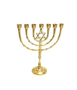 Meilleure vente 21 haut temple style aluminium or Menorah Hanoukka Hanoukka Judaïca bougeoir juif bougeoir en métal - Product Image 1