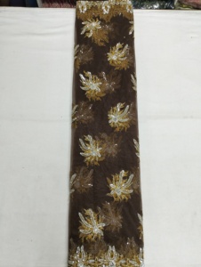 Tela de Encaje Nigeriana con Bordado y Cuentas, 5 Yardas, Diseño Exclusivo para Ceremonias de Boda Nigerianas, Última Moda 2026 - Product Image 3