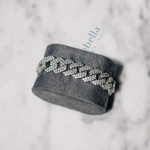 Bijoux Hip Hop fins 15mm 14K or blanc 925 argent Sterling VVS Moissanite diamant glacé Prong Cuban Link Bracelet pour homme - Product Image 3