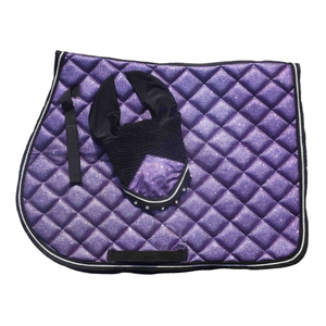 2025 ensemble de tapis de selle équestre paillettes tendance avec bonnet mouche assorti coussin d'équitation tout usage et ensemble de voiles d'oreille - Product Image 5